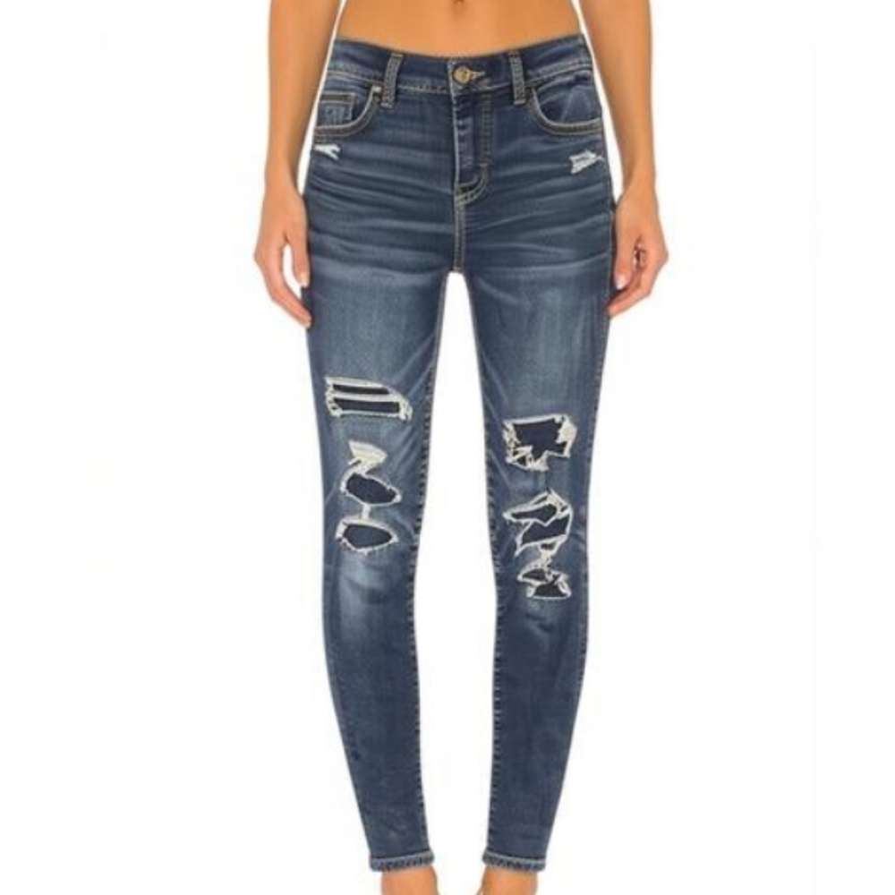 American Eagle Outfitters Next Level Stretch Distressed Hi-Rise Jegging Jeans 4